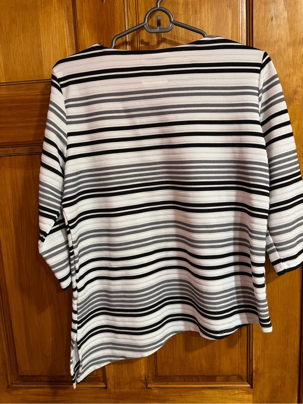 Alfred Dunner Black and White Striped Women's Top